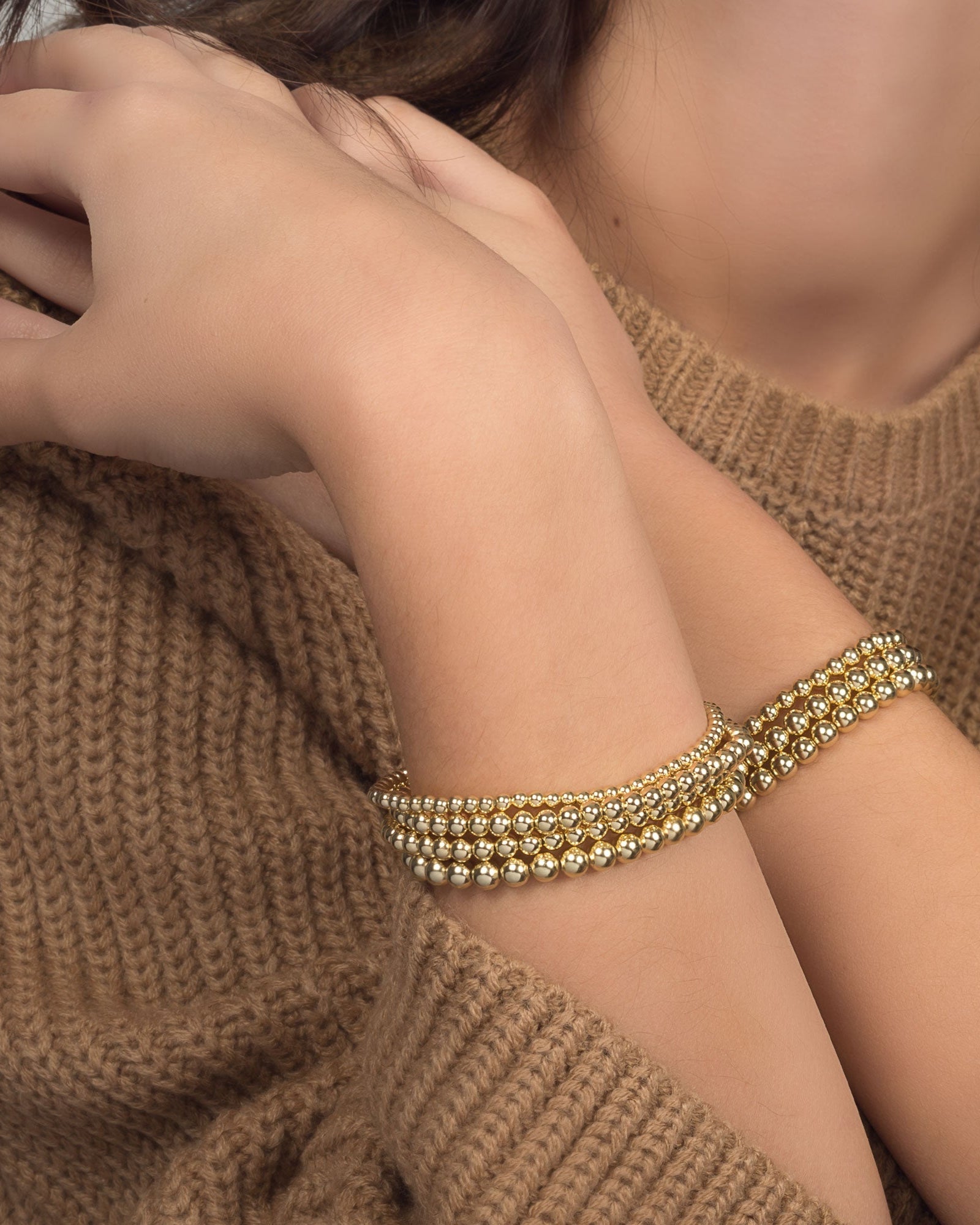 3mm Gold Bead Bracelet With Diamond Bead