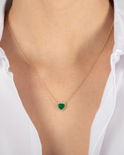 Diamond Emerald Heart Necklace (Final Sale)