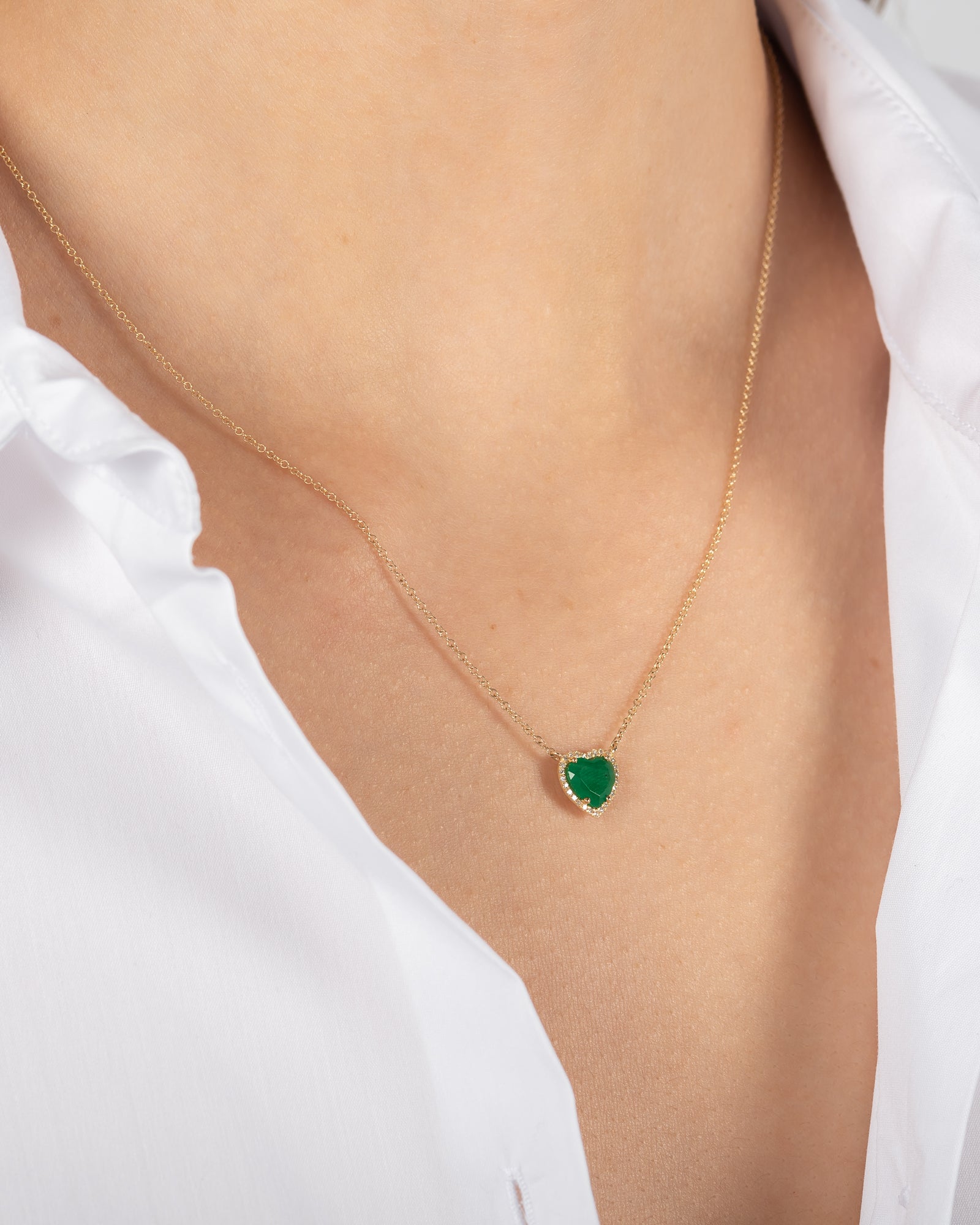 Diamond Emerald Heart Necklace (Final Sale)