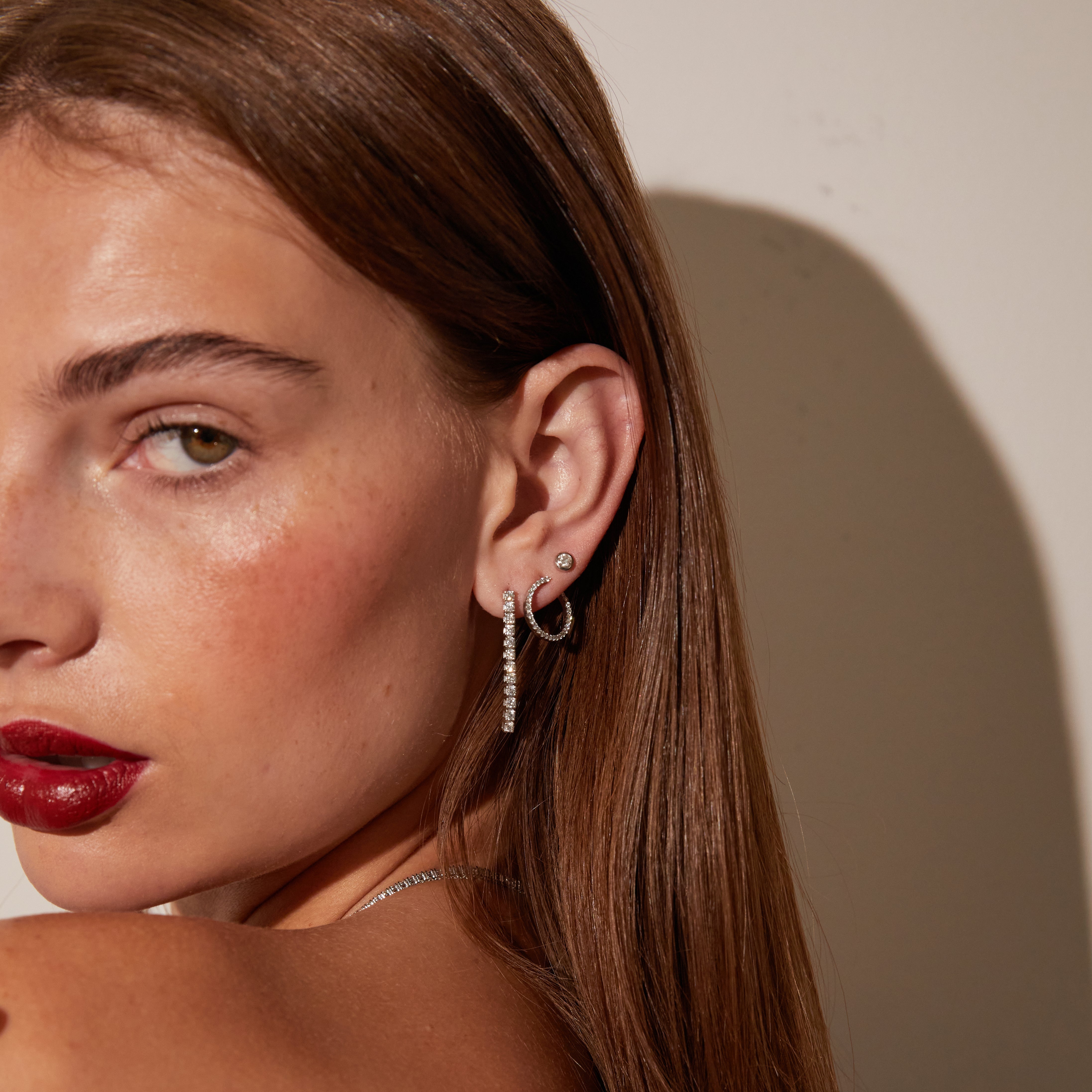 Lab Grown White Sapphire Tennis Earrings
