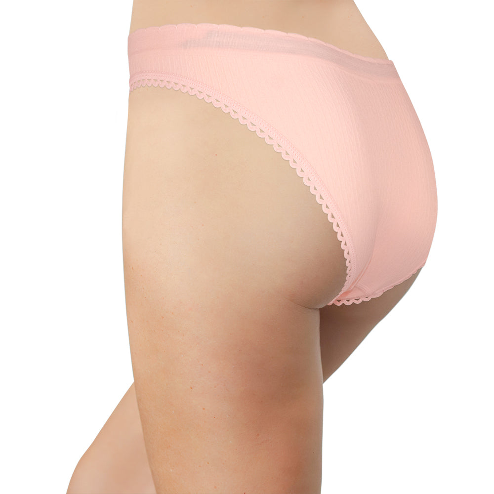 Seamless Textured Bikini With Picot Trim