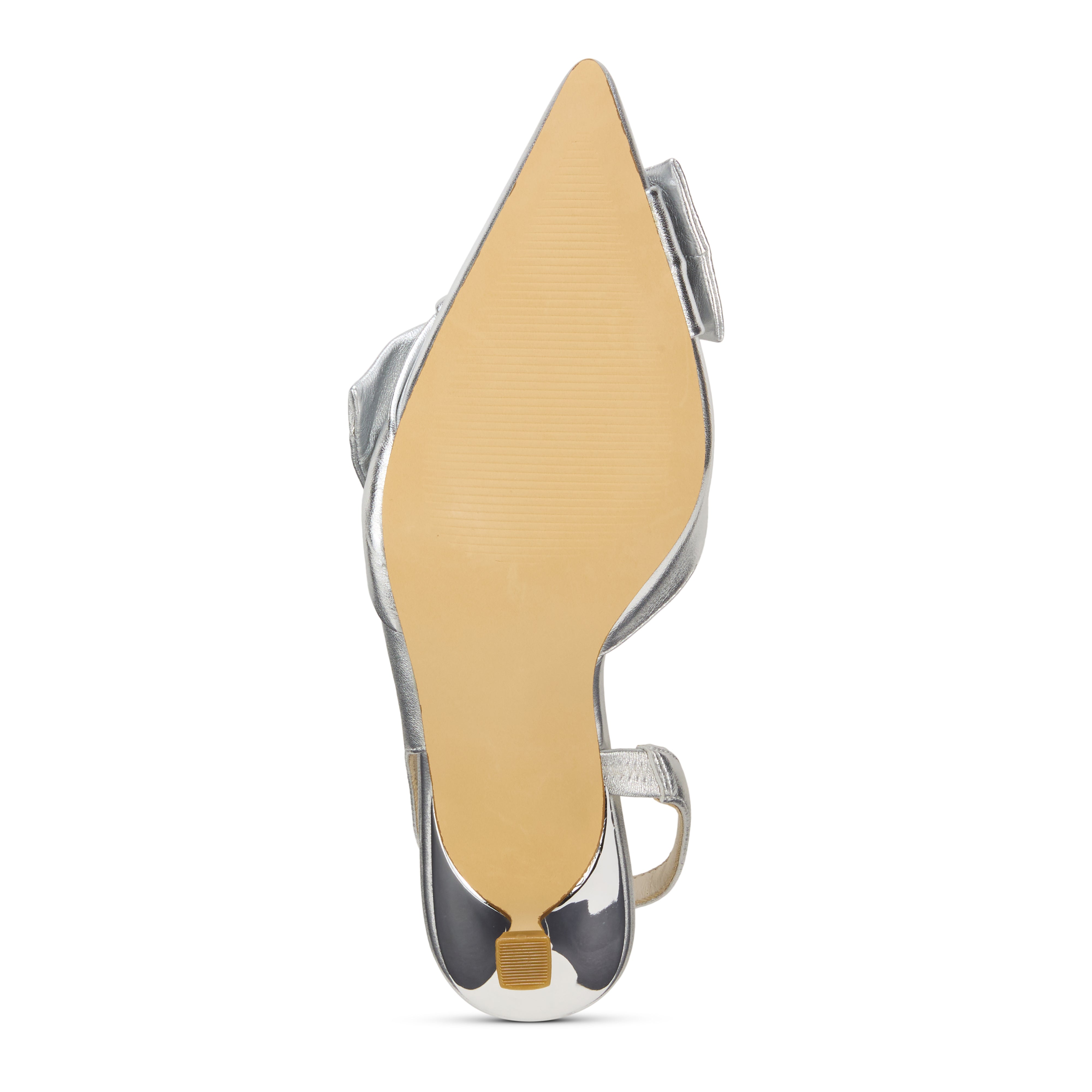 Kaleigh Bow Heel In Silver Leather