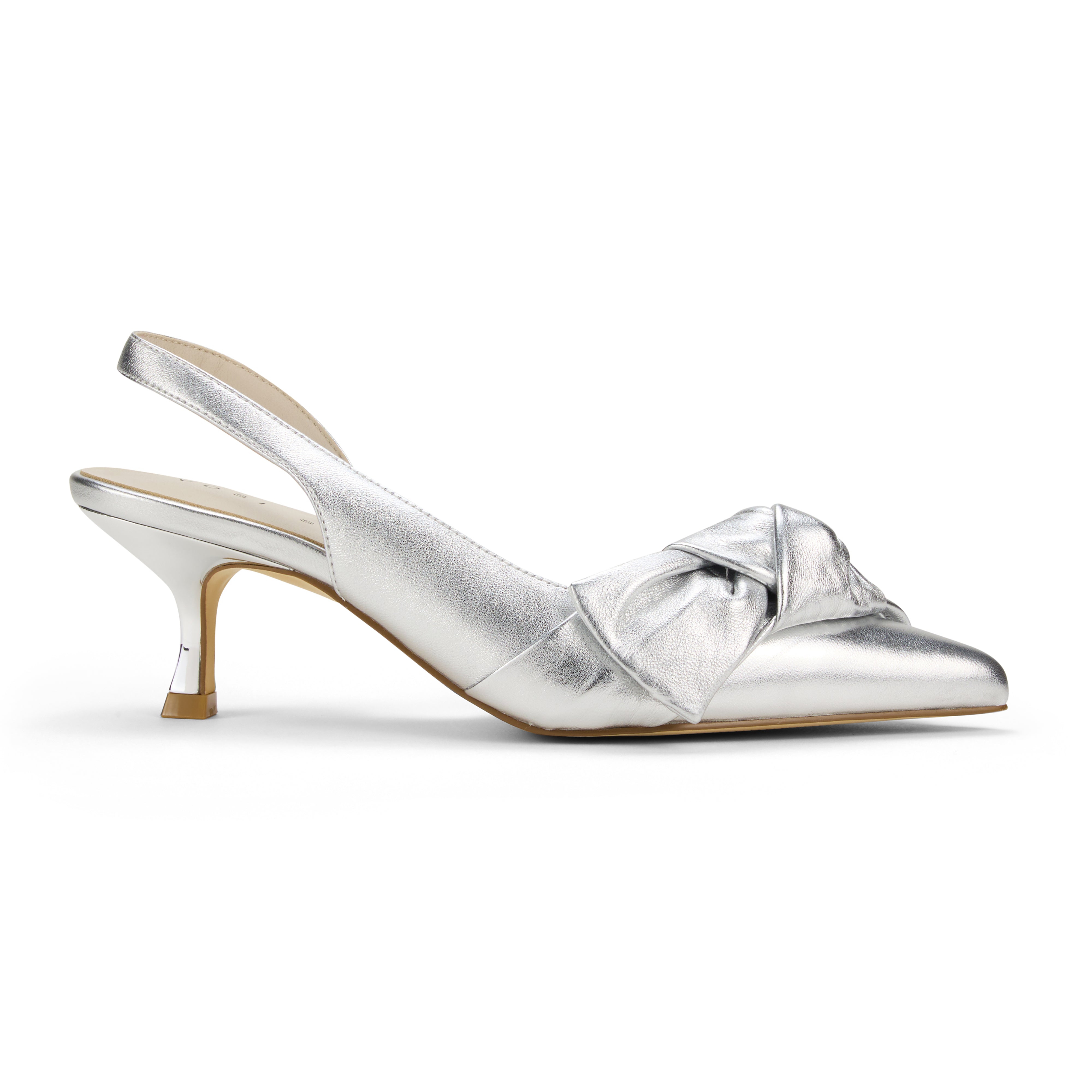Kaleigh Bow Heel In Silver Leather