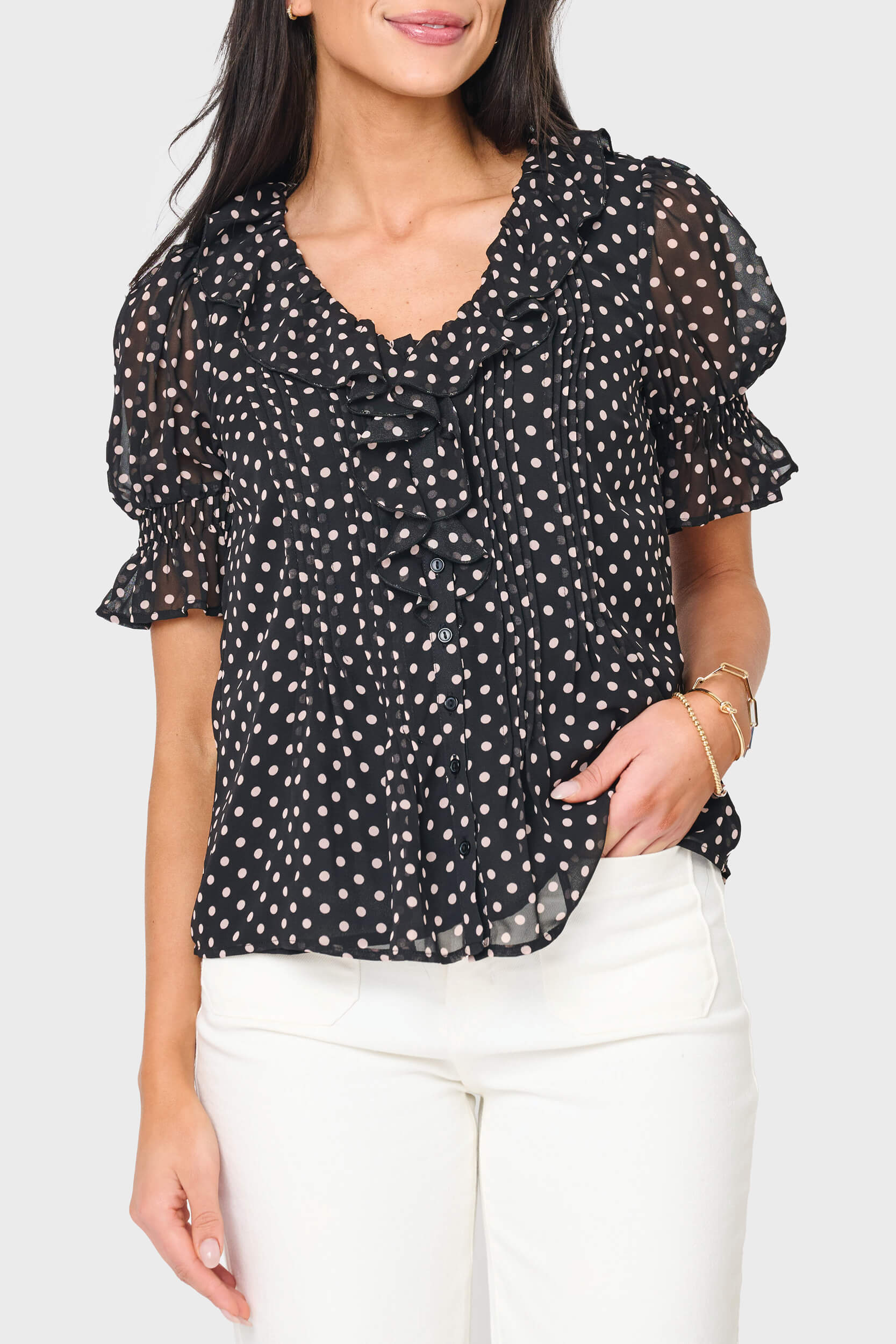 SteinMart.com | Khloe Ruffle Button Down Blouse – Stein Mart