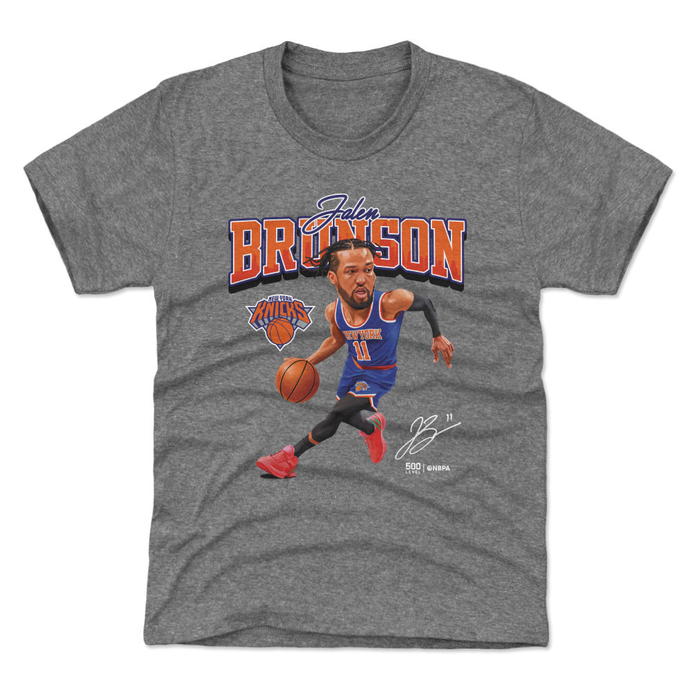 Jalen Brunson New York Knicks Caricature WHT Kids T-Shirt