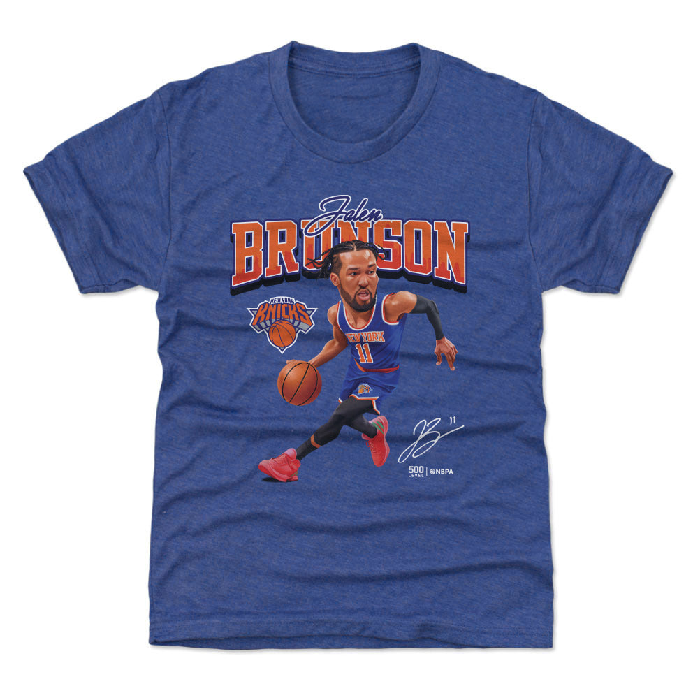 Jalen Brunson New York Knicks Caricature WHT Kids T-Shirt