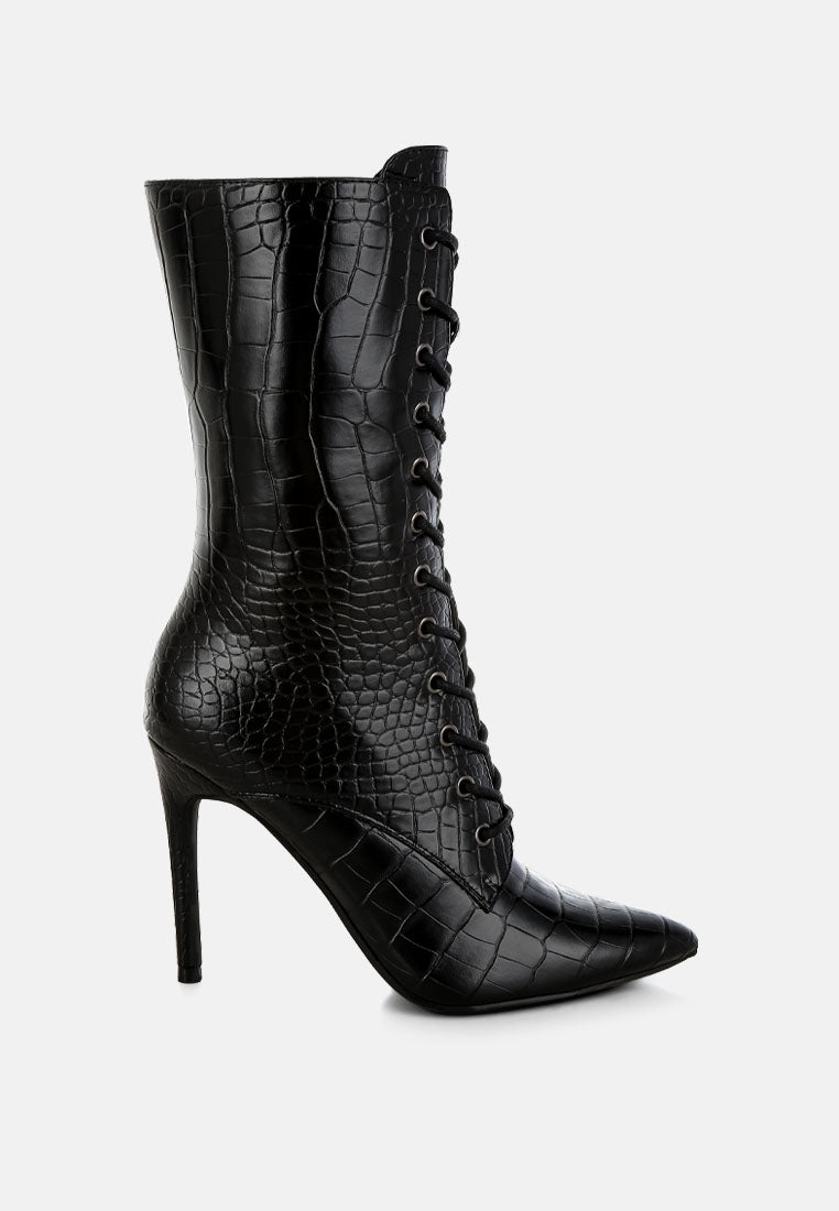 Knocturn Croc Textured Over The Ankle Boots