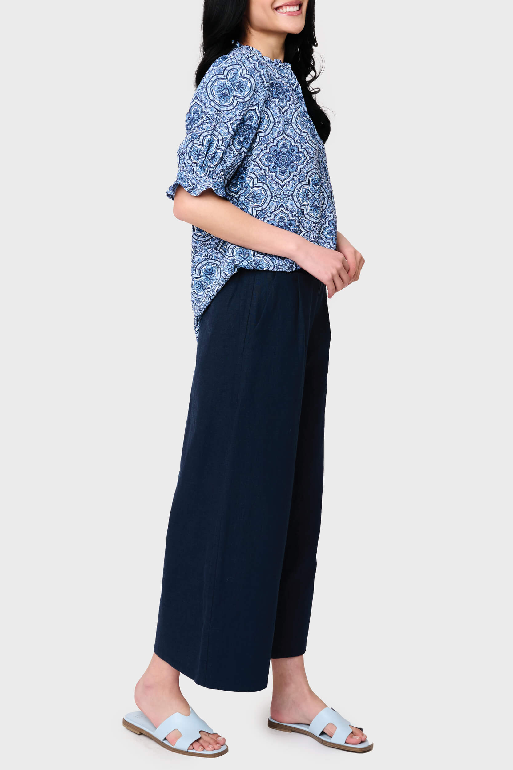 Dianthus Henley Puff Sleeve Blouse