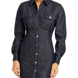line and dot Mora Button-Down Dress Gray Size Small