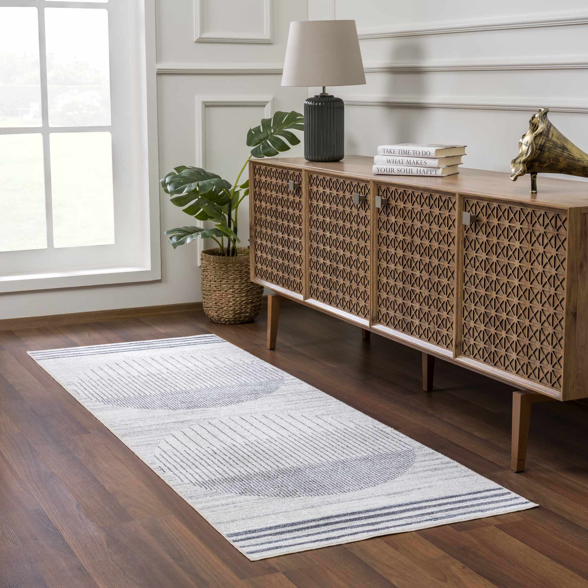 Thad Medium Gray Washable Area Rug