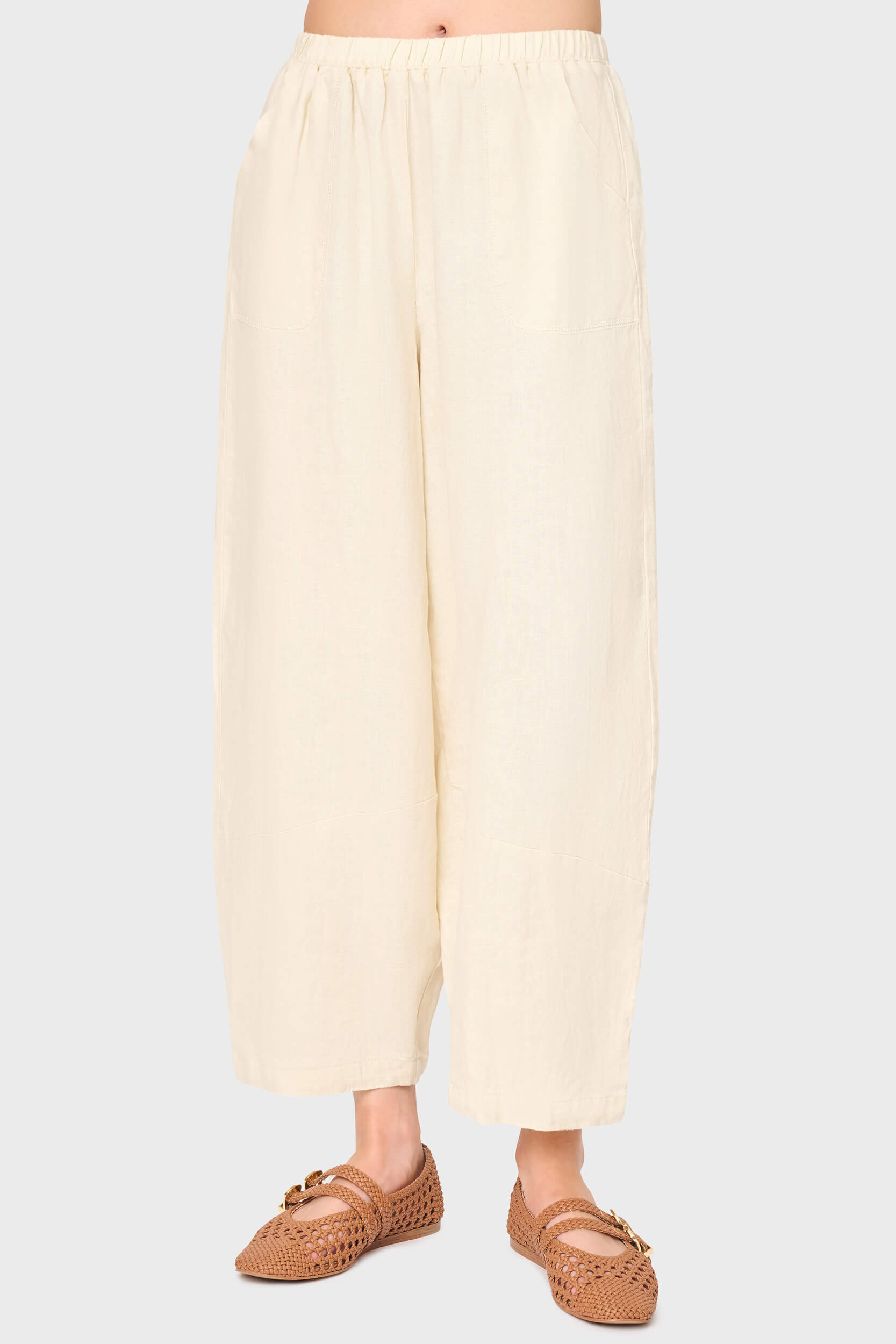 Linen Barrel Cropped Pant