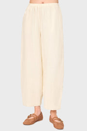 Linen Barrel Cropped Pant
