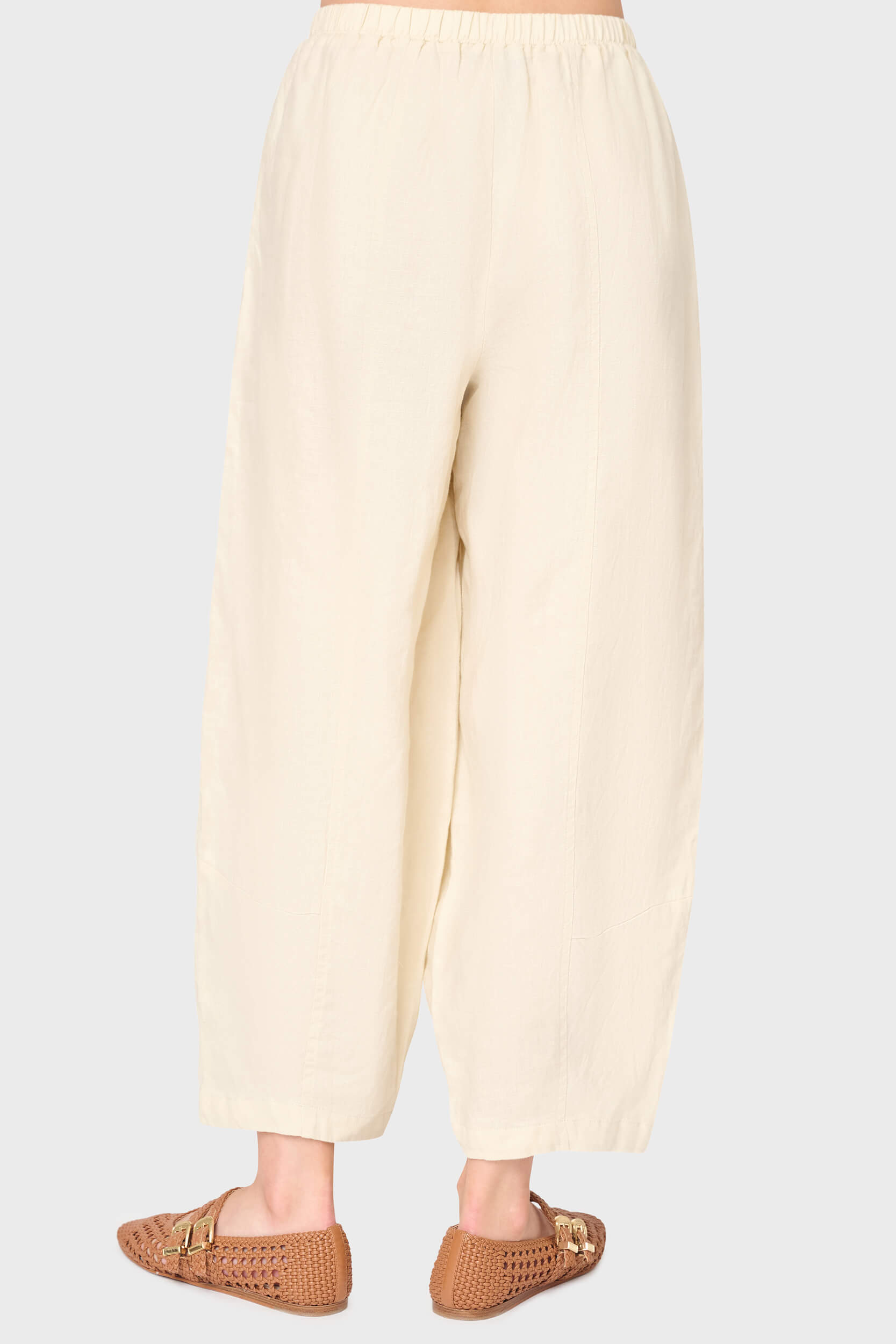 Linen Barrel Cropped Pant