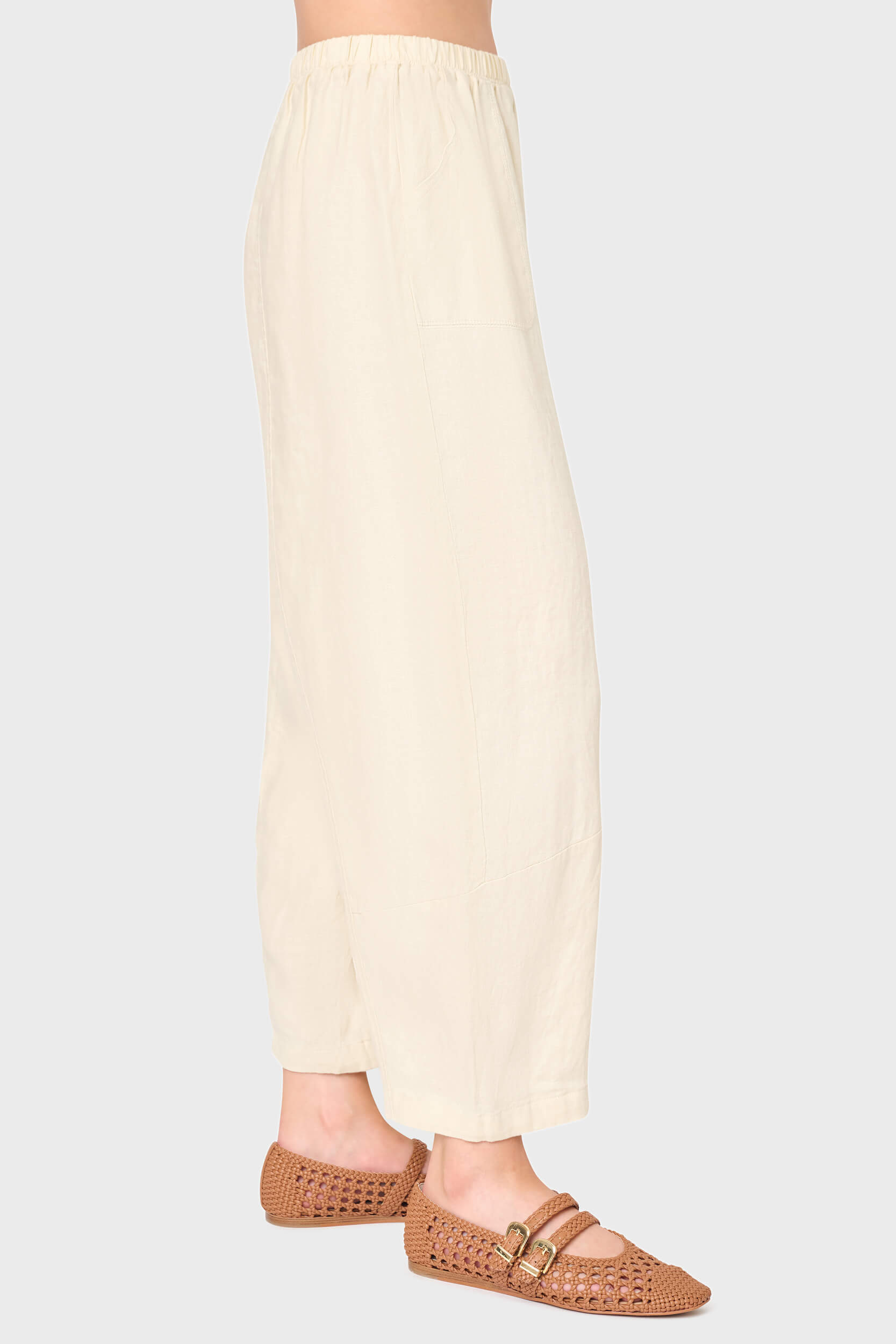 Linen Barrel Cropped Pant
