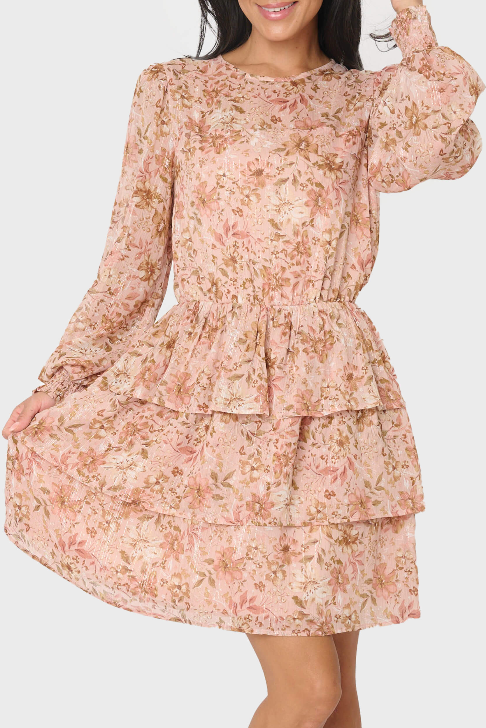 Sparkle Chiffon Tiered Dress