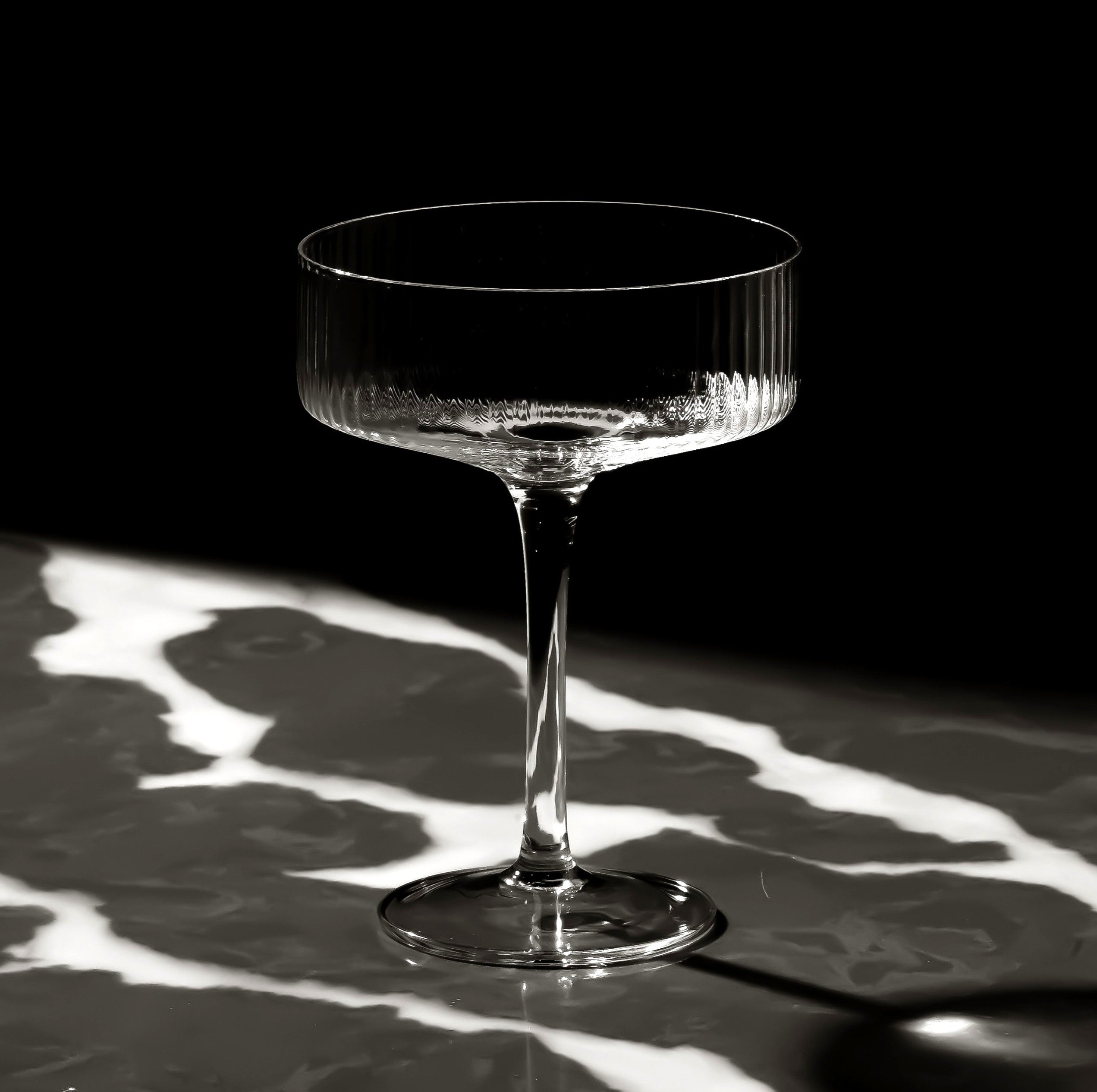 Clear Ribbed Martini Coupe Glass 9.5oz - (Set of 2, 4, or 6)