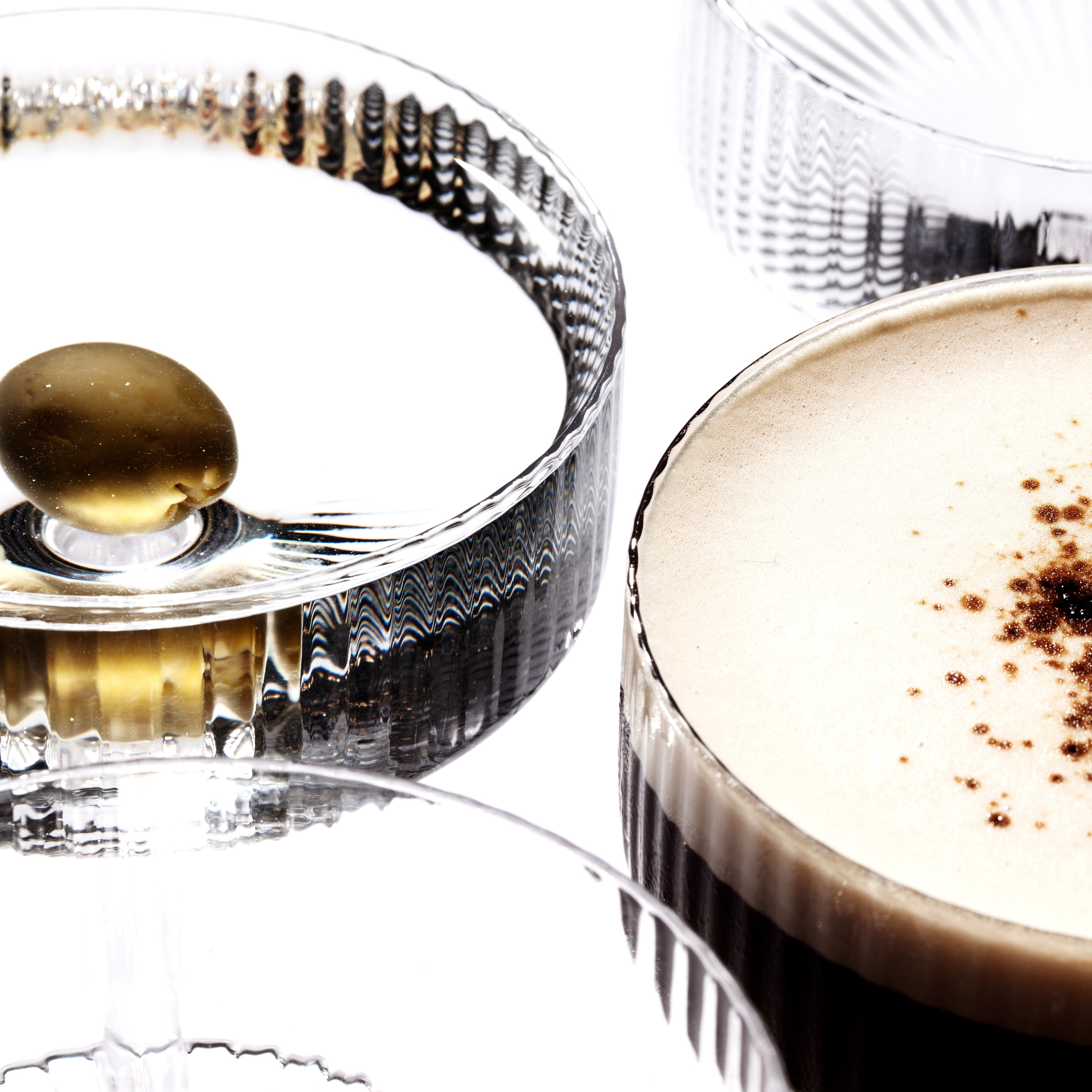 Clear Ribbed Martini Coupe Glass 9.5oz - (Set of 2, 4, or 6)