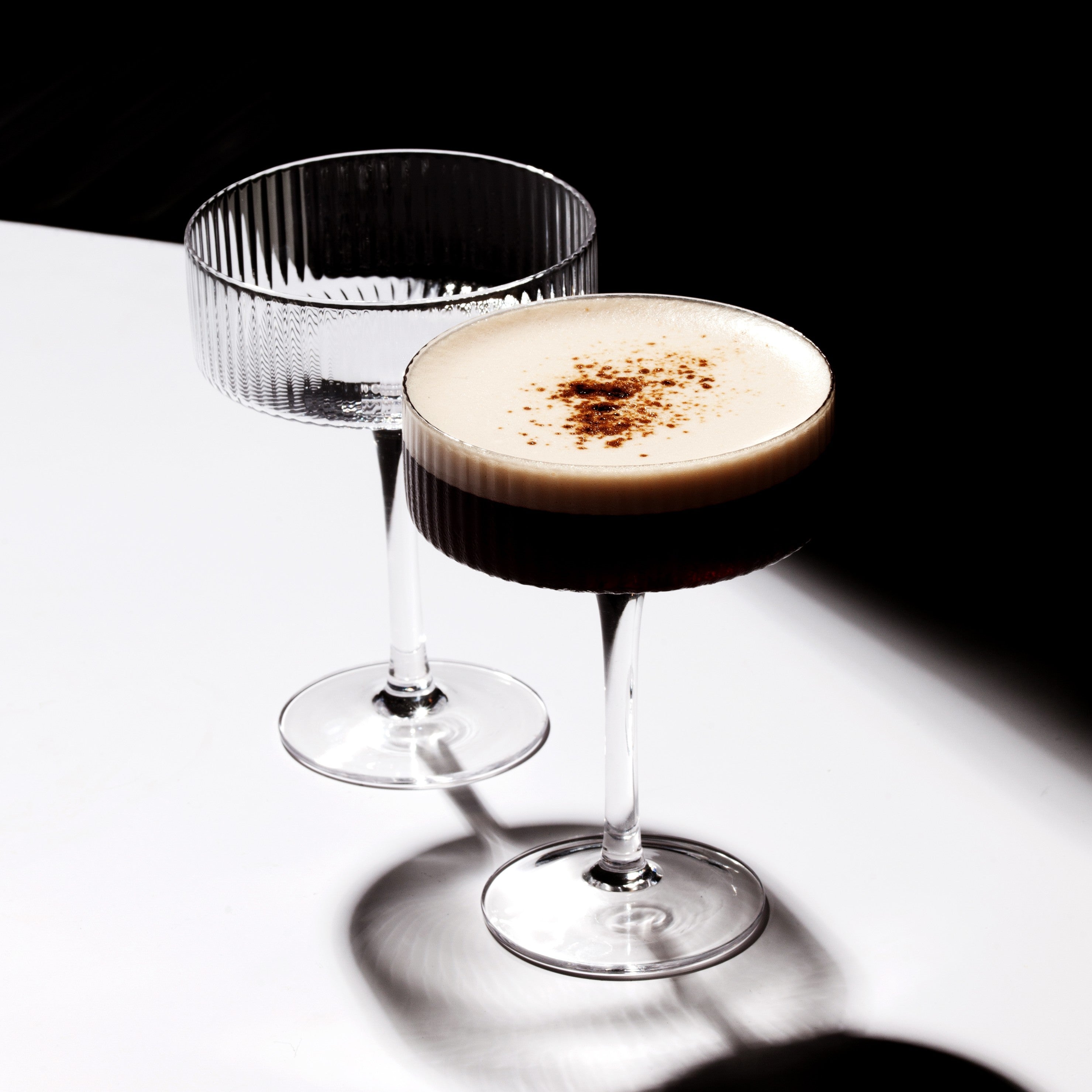 Clear Ribbed Martini Coupe Glass 9.5oz - (Set of 2, 4, or 6)