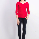Karen Scott Women's Three Quarter Sleeve Top Red Size Small