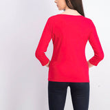 Karen Scott Women's Three Quarter Sleeve Top Red Size Small