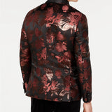 INC International Concepts Men's Slim-Fit Rust Jacquard Floral Blazer Brown Size Large