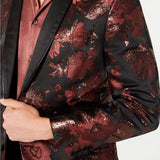 INC International Concepts Men's Slim-Fit Rust Jacquard Floral Blazer Brown Size Large