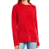 Karen Scott Women's Cowlneck Chenille Sweater Red Size X-Small