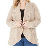 Karen Scott Women's Plus Cable Knit Cardigan Sweater Brown Size 2X