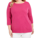 Karen Scott Women's Plus Ballet Neckline Sweater Pink Size 3X
