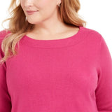 Karen Scott Women's Plus Ballet Neckline Sweater Pink Size 3X