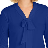 Charter Club Women's Woven Tie Top Blue Size Large