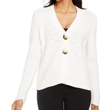 JM Collection Women's Two Button Cardigan Sweater White Size Large
