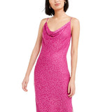 Bar III Women's Leopard Print Midi Slip Dress Pink Size Small