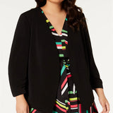 Bar III Women’s Trendy Plus Open Front Jacket Black Size 2X
