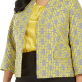 Kasper Women's Printed Blazer Jacket Yellow Size 14W
