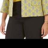 Kasper Women's Printed Blazer Jacket Yellow Size 14W
