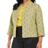 Kasper Women's Printed Blazer Jacket Yellow Size 22W