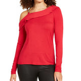 Thalia Sodi Women's Ruffled One Shoulder Top Red Size Small