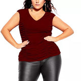 City Chic Women's Trendy Plus Size Ruched Top Red Size Small Petite