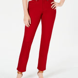 Style & Co Women's Tummy-Control Straight-Leg Fashion Jeans Red Size 4