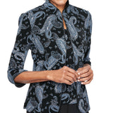 Alex Evenings Women's Printed Twinset Charcoal Size Medium