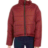 Celebrity Pink Junior's Plaid Puffer Coat Red Size Small