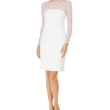 Calvin Klein Women's Illusion Detail Sheath Dress White Size 12