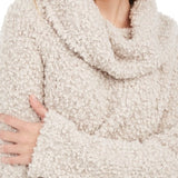 Hippie Rose Junior's Textured Cowl Neck Sweater Beige Size Small