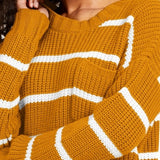 Hippie Rose Junior's Striped Sweater Gold Size Large