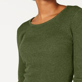 Hooked Up By Iot Juniors' Lace-Up Rib-Knit Sweater Dark Green Size X-Small