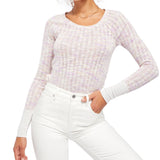 Free People Women's Pink Long Sleeve Scoop Neck Top Pink Size Small