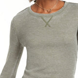 Ultra Flirt Junior's Scoop Neck Waffle Knit Top Green Size Large