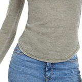 Ultra Flirt Junior's Scoop Neck Waffle Knit Top Green Size Large