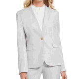 DKNY Women's Collarless Pinstripe One-Button Blazer Gray Size 16